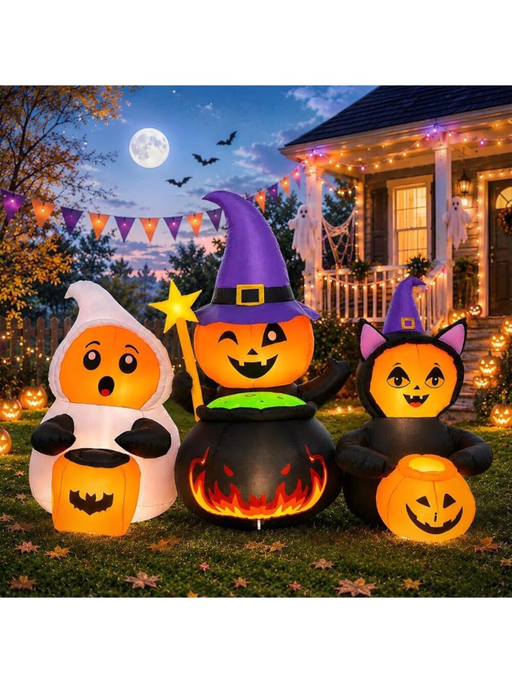 🎃7FT Orange Costume Party Halloween Inflatables Pumpkin Outdoor Decorations